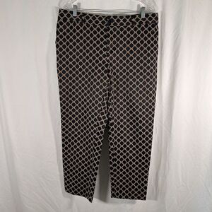 Banana Republic Dress Pants Women's 14 Black Brown Camden Fit Mid Rise Cotton Bl